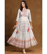 Juniper Grey Rayon Embroidered Flared kurti