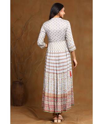 Juniper Grey Rayon Embroidered Flared kurti 3