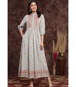Juniper Grey Rayon Printed A-line kurti