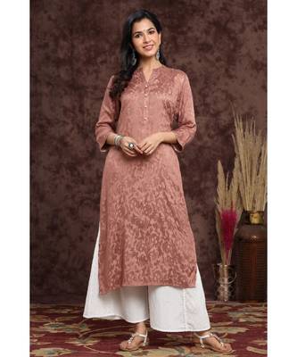 Juniper Rosepink Rayon Jacquard Straight Kurta 1
