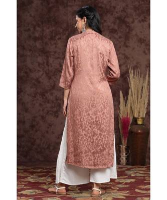 Juniper Rosepink Rayon Jacquard Straight Kurta 3