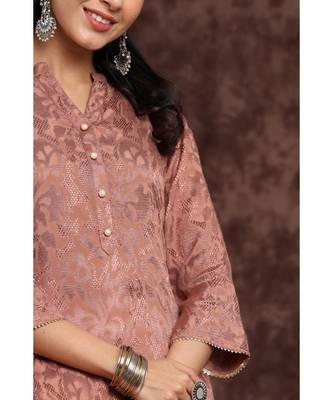 Juniper Rosepink Rayon Jacquard Straight Kurta 4