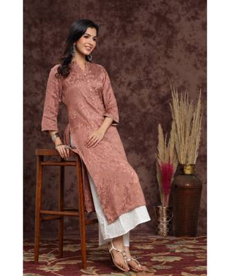 Juniper Rosepink Rayon Jacquard Straight Kurta 5