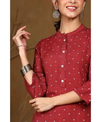 Juniper Wine Rayon Slub Embellished Straight Kurta 4