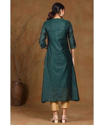 Juniper Jadegreen Modal Chanderi Printed Straight Kurta 3