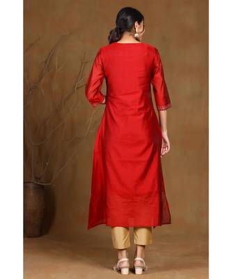 Juniper Maroon Modal Chanderi Printed Straight Kurta 3