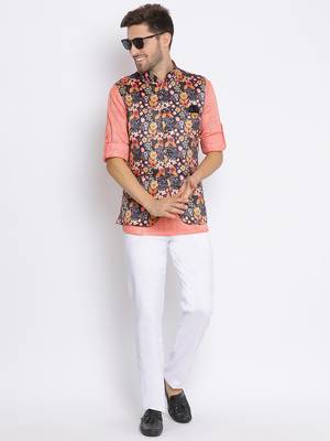 multicolor 3Pc Kurta Waistcoat Trouser  5