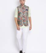 multicolor 3Pc Kurta Waistcoat Trouser 