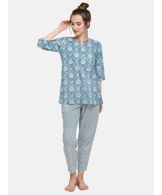 blue cotton night suit set 1