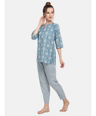 blue cotton night suit set 2
