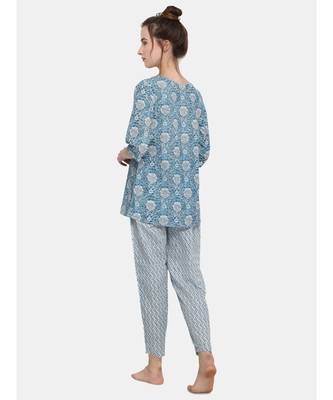 blue cotton night suit set 4