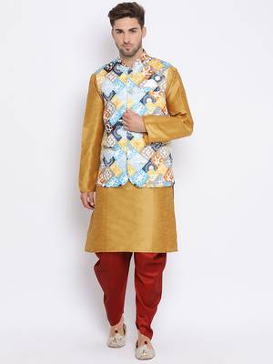 multicolor 3Pc Kurta Harem and waistcoat  1