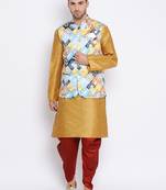 multicolor 3Pc Kurta Harem and waistcoat 