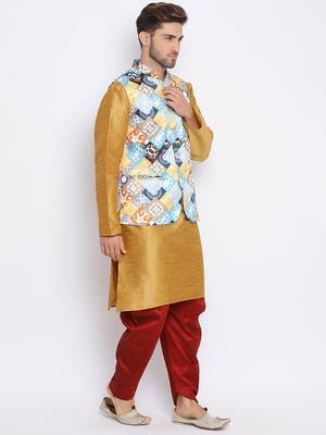 multicolor 3Pc Kurta Harem and waistcoat  3