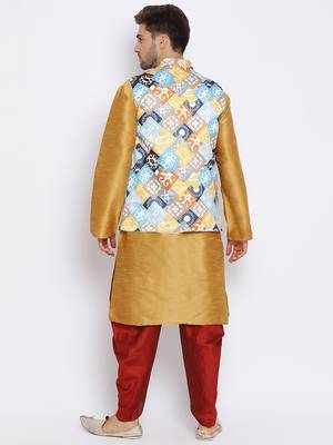multicolor 3Pc Kurta Harem and waistcoat  4