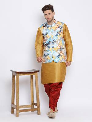 multicolor 3Pc Kurta Harem and waistcoat  5