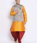 multicolor 3Pc Kurta Harem and waistcoatv