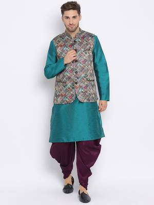 multicolor 3Pc Kurta Harem and waistcoat 1