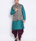 multicolor 3Pc Kurta Harem and waistcoat