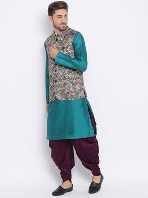 multicolor 3Pc Kurta Harem and waistcoat 2