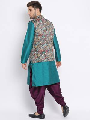 multicolor 3Pc Kurta Harem and waistcoat 4