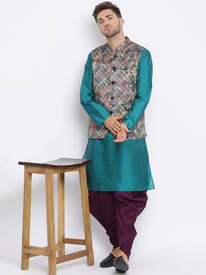 multicolor 3Pc Kurta Harem and waistcoat 5