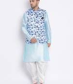 multicolor 3Pc Kurta Harem and waistcoat