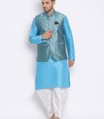 multicolor 3Pc Kurta Harem and waistcoat