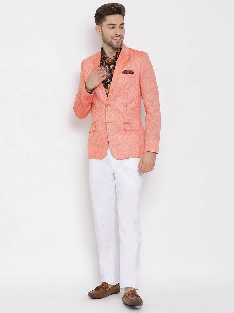 Orange 3 Pc Blazer Shirt and Trouser Set