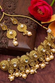 multicolor Traditinal Gold Plated Alloy Necklace