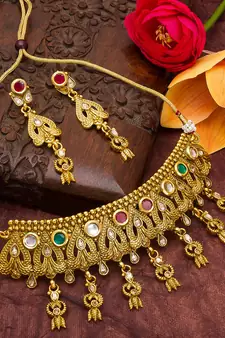 multicolor Traditinal Gold Plated Alloy Necklace