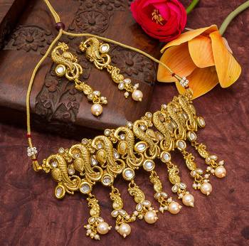 multicolor Traditinal Gold Plated Alloy Necklace 1