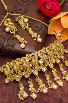 multicolor Traditinal Gold Plated Alloy Necklace