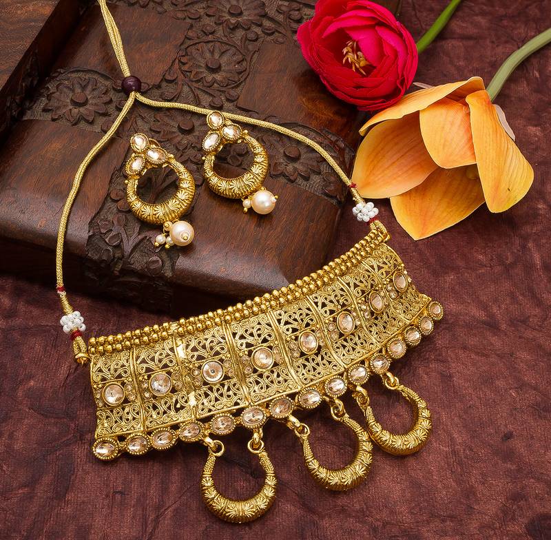 multicolor Traditinal Gold Plated Alloy Necklace