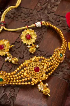 multicolor Traditinal Gold Plated Alloy Necklace