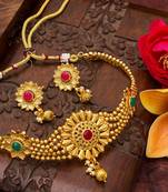 multicolor Traditinal Gold Plated Alloy Necklace