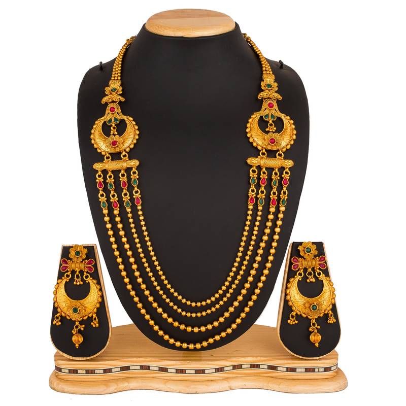 multicolor Traditinal Gold Plated Alloy Necklace