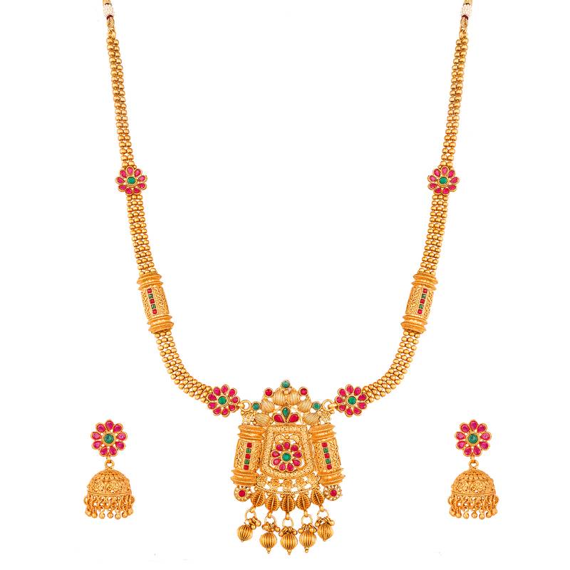 multicolor Traditinal Gold Plated Alloy Necklace