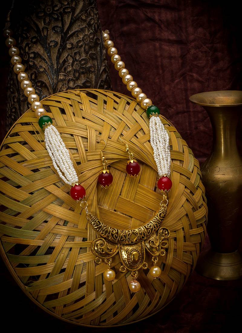 multicolor Traditinal Gold Plated Alloy Necklace