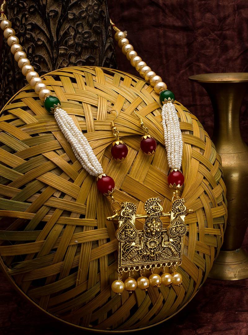 multicolor Traditinal Gold Plated Alloy Necklace