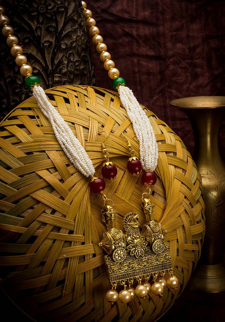 multicolor Traditinal Gold Plated Alloy Necklace