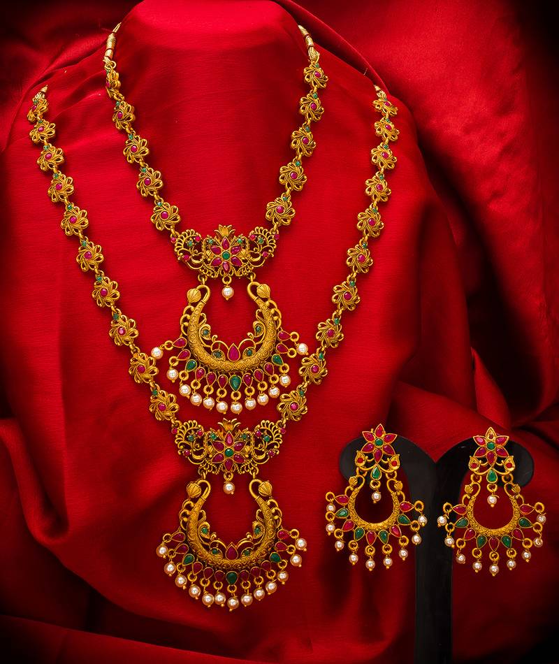 multicolor Traditinal Gold Plated Alloy Necklace