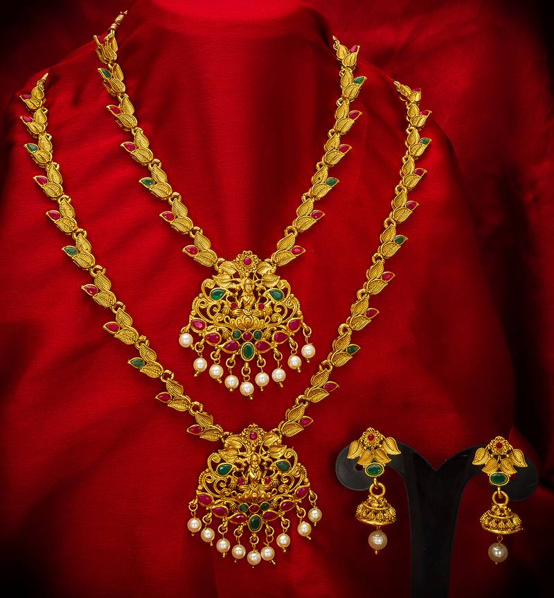 multicolor Traditinal Gold Plated Alloy Necklace