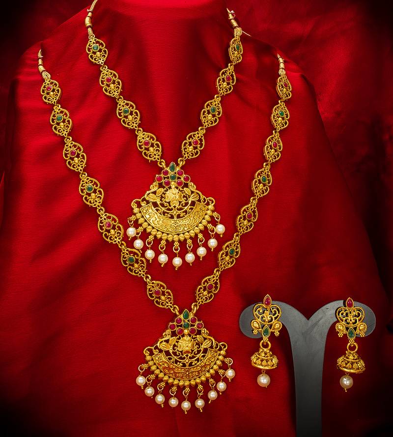 multicolor Traditinal Gold Plated Alloy Necklace