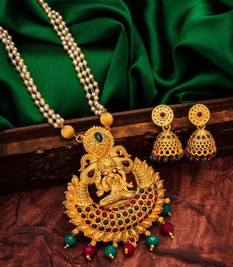 multicolor Traditinal Gold Plated Alloy Necklace