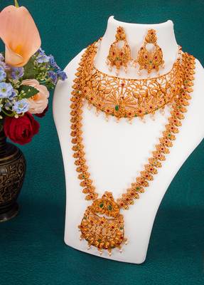 multicolor Traditinal Gold Plated Alloy Necklace 1