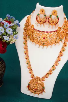 multicolor Traditinal Gold Plated Alloy Necklace