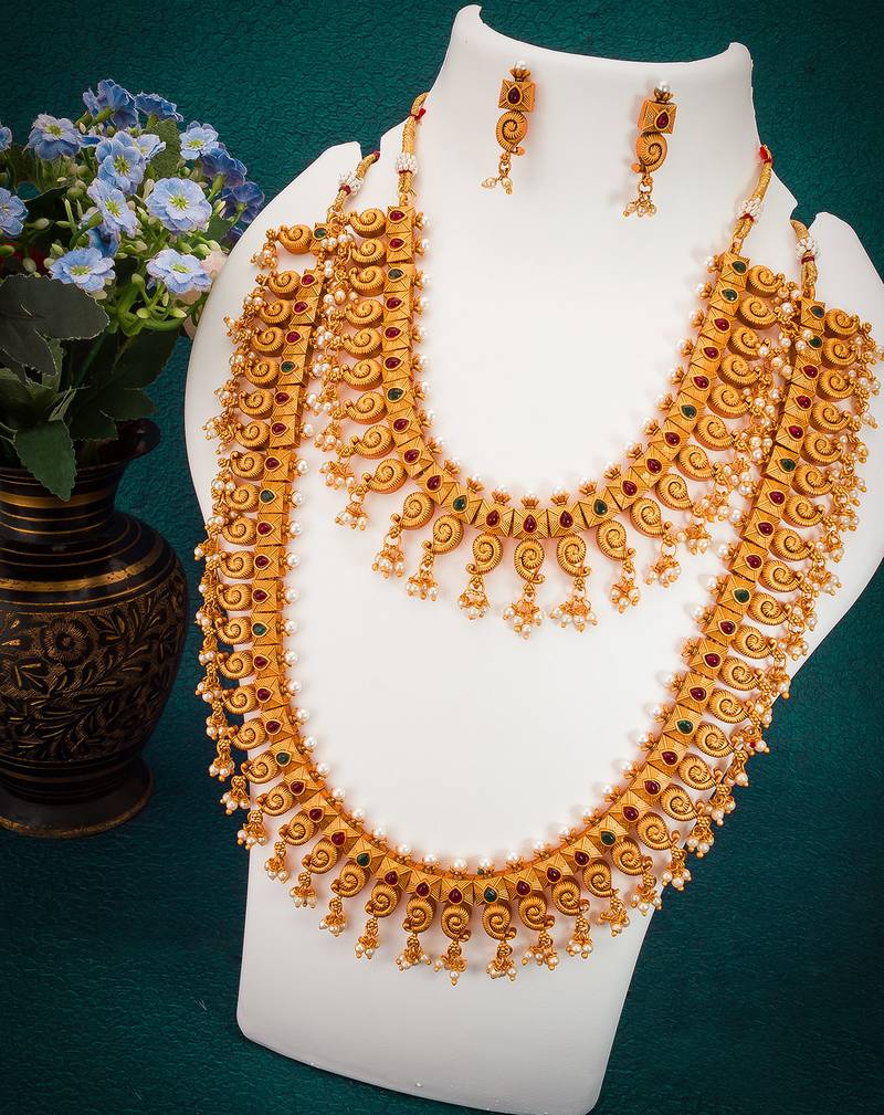 multicolor Traditinal Gold Plated Alloy Necklace