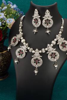 multicolor Traditinal silver Plated Alloy Necklace