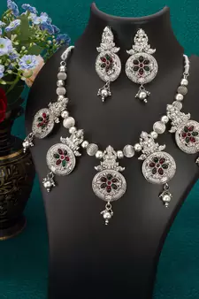 multicolor Traditinal silver Plated Alloy Necklace